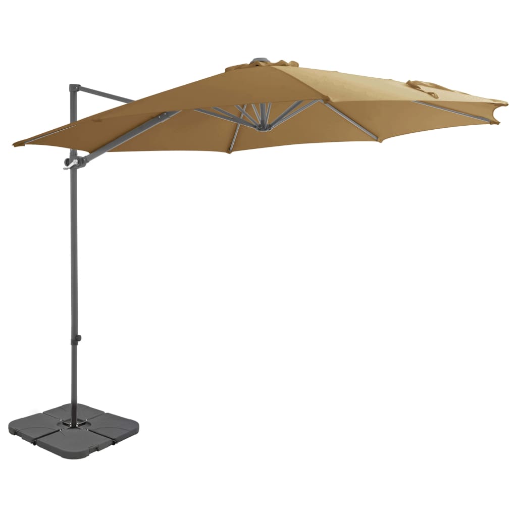 Ombrellone da Giardino con Base Portatile Tortora
