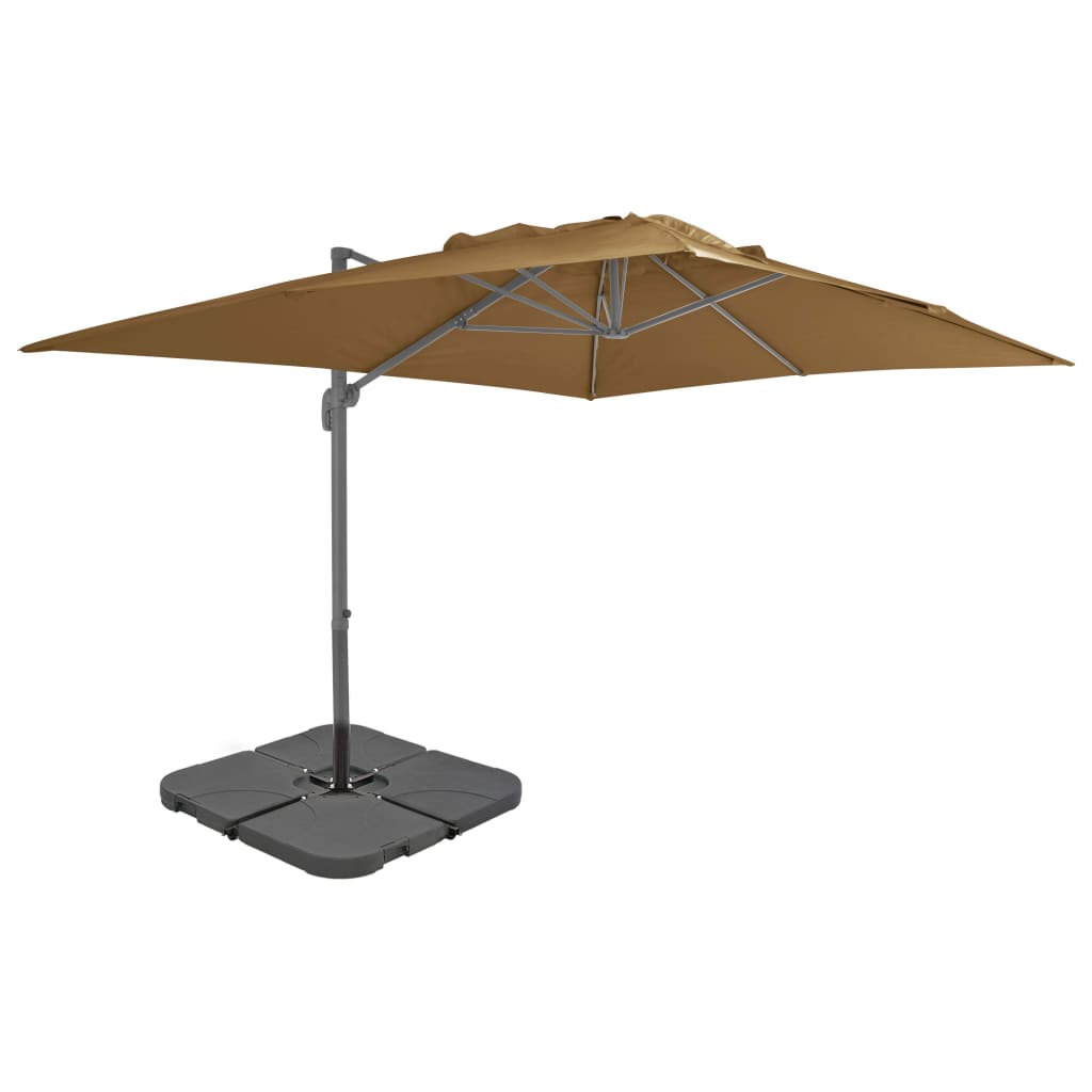 Ombrellone da Giardino con Base Portatile Tortora