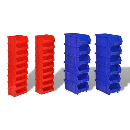 Contenitore Plastica per Garage da Parete Set 30 pz Blu e Rosso