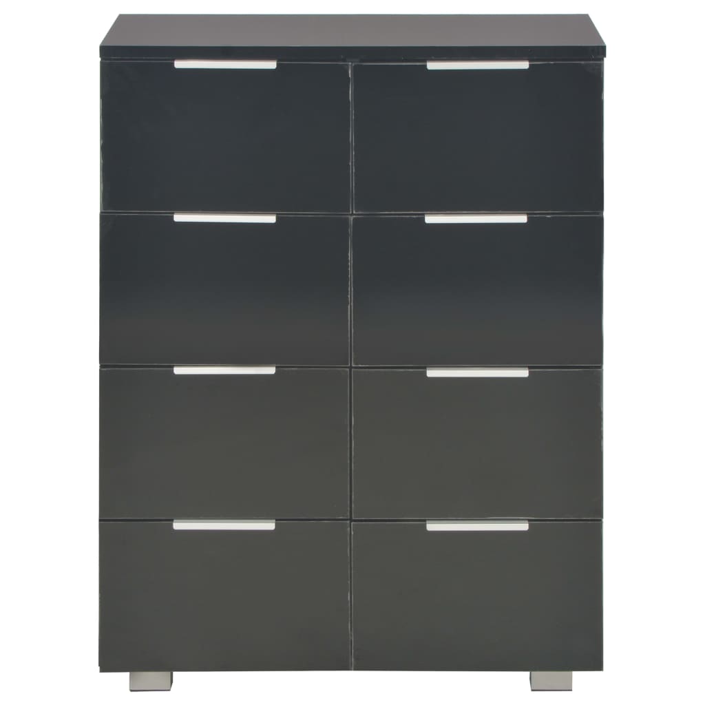 Credenza Nero Lucido 60x35x80 cm in Legno Multistrato