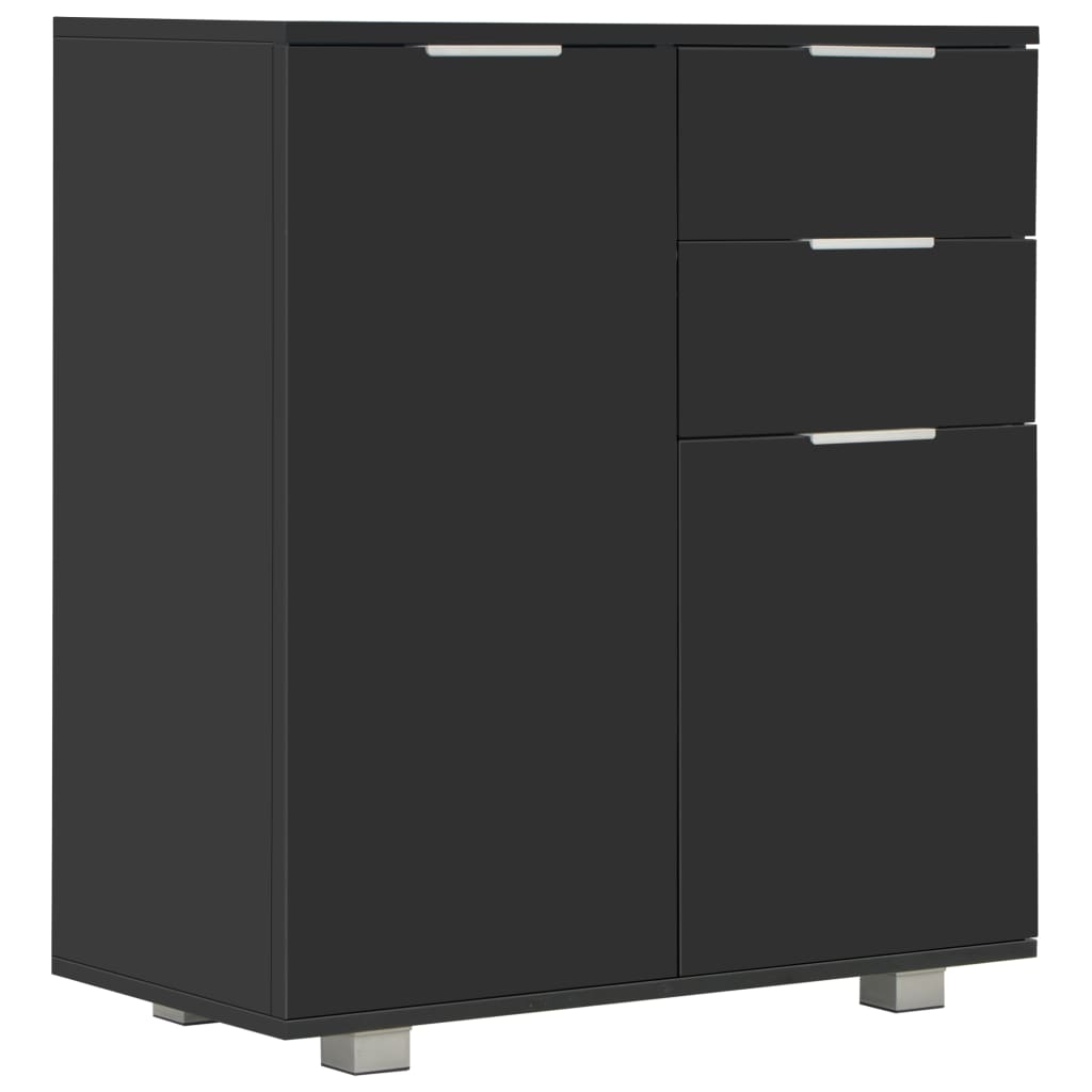 Credenza con Finitura Lucida Nera 71x35x80 cm in Truciolato