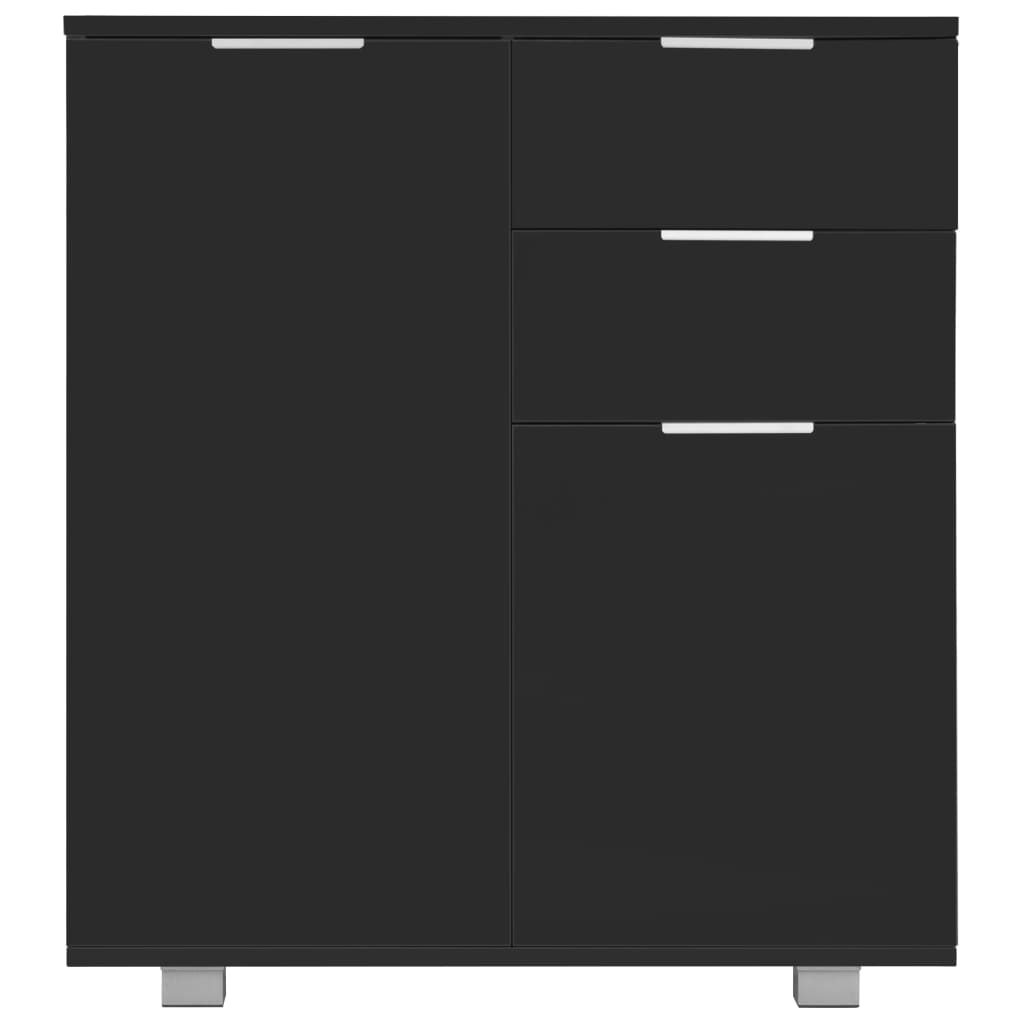 Credenza con Finitura Lucida Nera 71x35x80 cm in Truciolato
