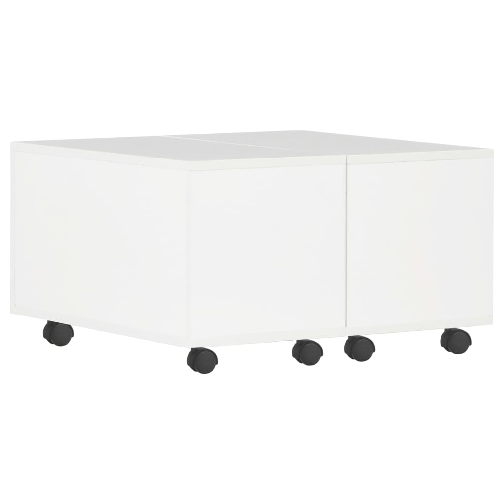Tavolino da Salotto Bianco Lucido 60x60x35 cm Legno Multistrato