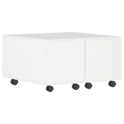 Tavolino da Salotto Bianco Lucido 60x60x35 cm Legno Multistrato