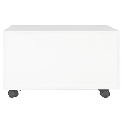 Tavolino da Salotto Bianco Lucido 60x60x35 cm Legno Multistrato