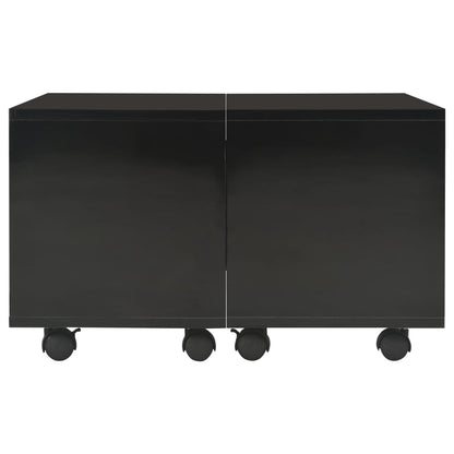 Tavolino da Salotto Nero Lucido 60x60x35 cm Legno Multistrato