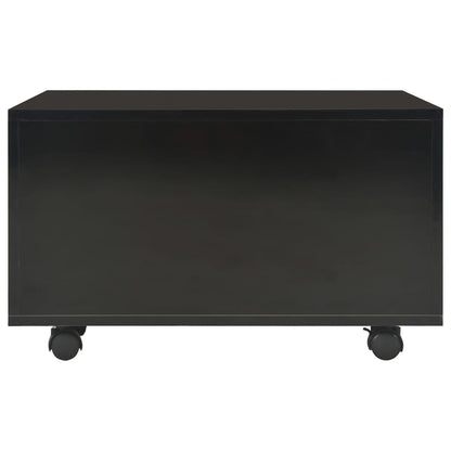 Tavolino da Salotto Nero Lucido 60x60x35 cm Legno Multistrato