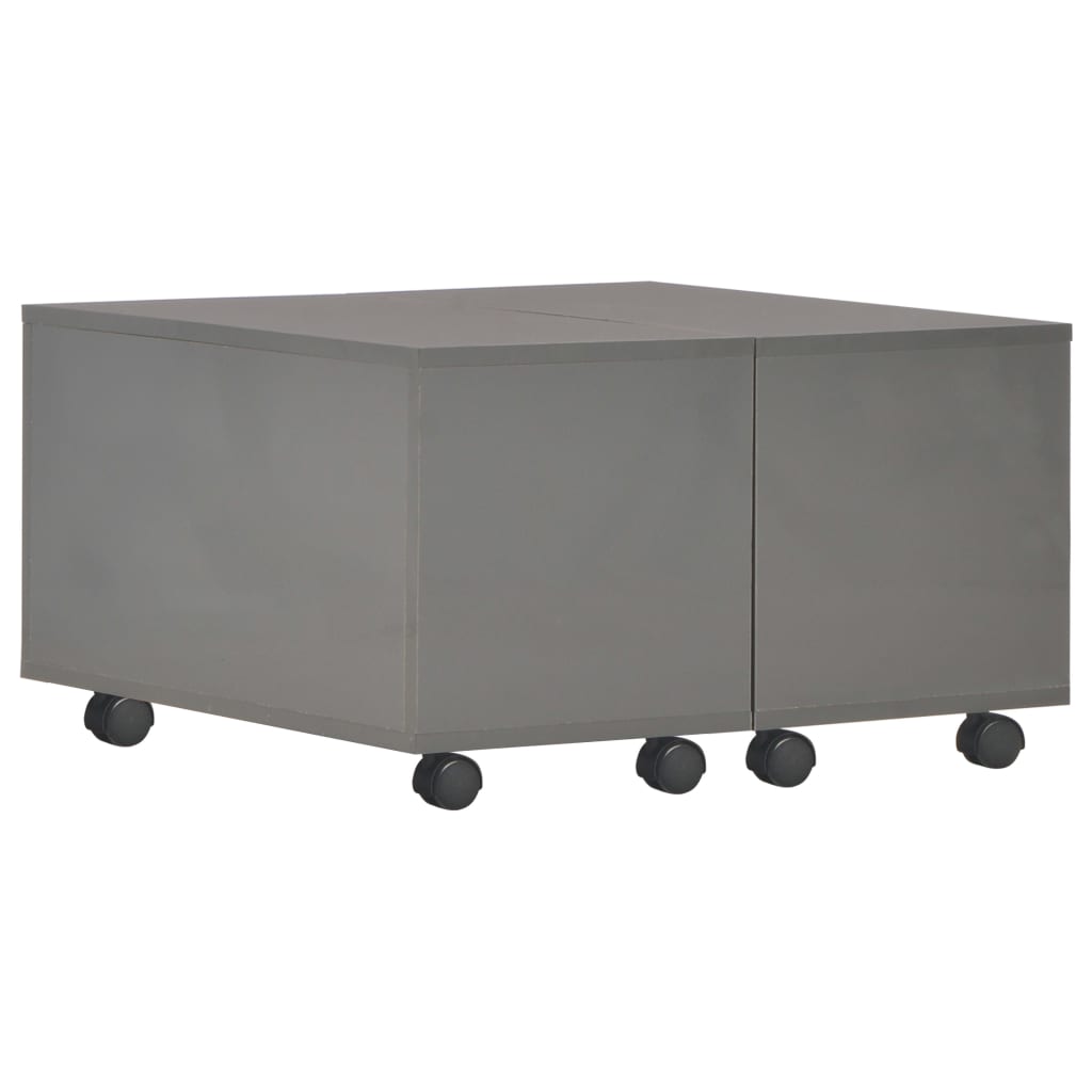 Tavolino da Salotto Grigio Lucido 60x60x35 cm Legno Multistrato
