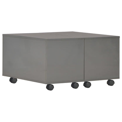 Tavolino da Salotto Grigio Lucido 60x60x35 cm Legno Multistrato