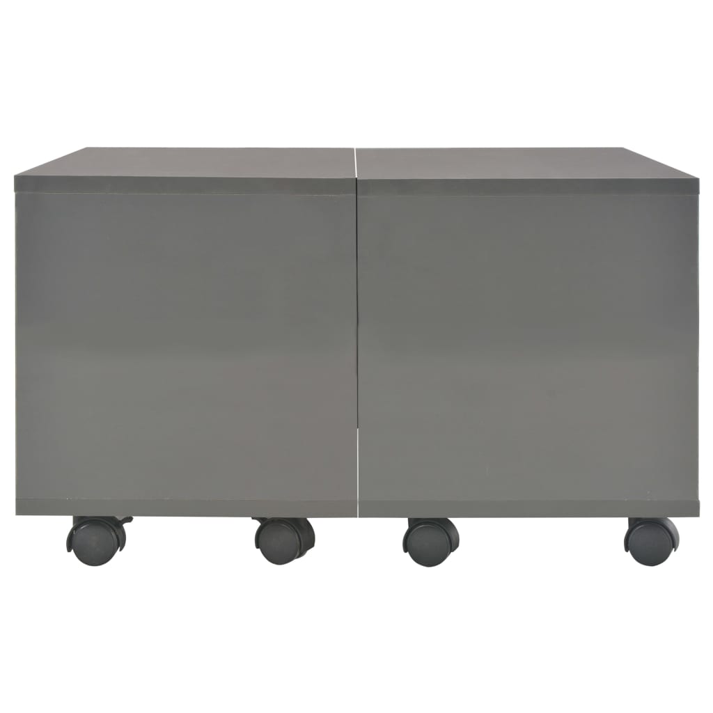 Tavolino da Salotto Grigio Lucido 60x60x35 cm Legno Multistrato