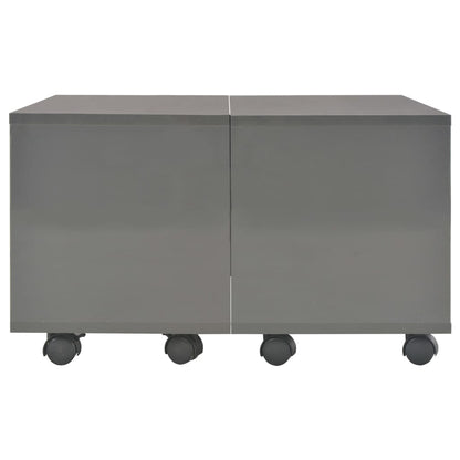 Tavolino da Salotto Grigio Lucido 60x60x35 cm Legno Multistrato