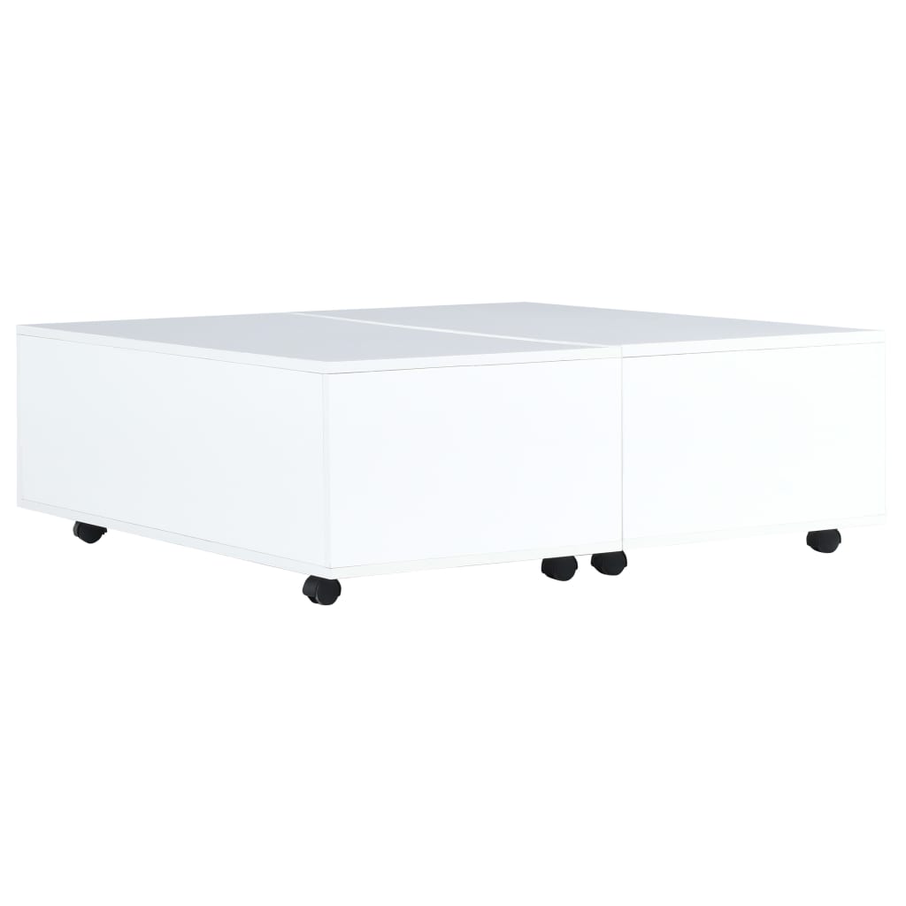 Tavolino da Salotto Bianco Lucido 100x100x35 cm