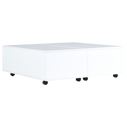 Tavolino da Salotto Bianco Lucido 100x100x35 cm