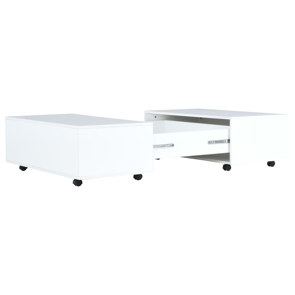 Tavolino da Salotto Bianco Lucido 100x100x35 cm