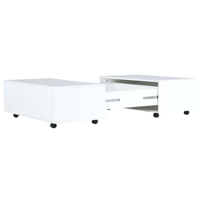 Tavolino da Salotto Bianco Lucido 100x100x35 cm