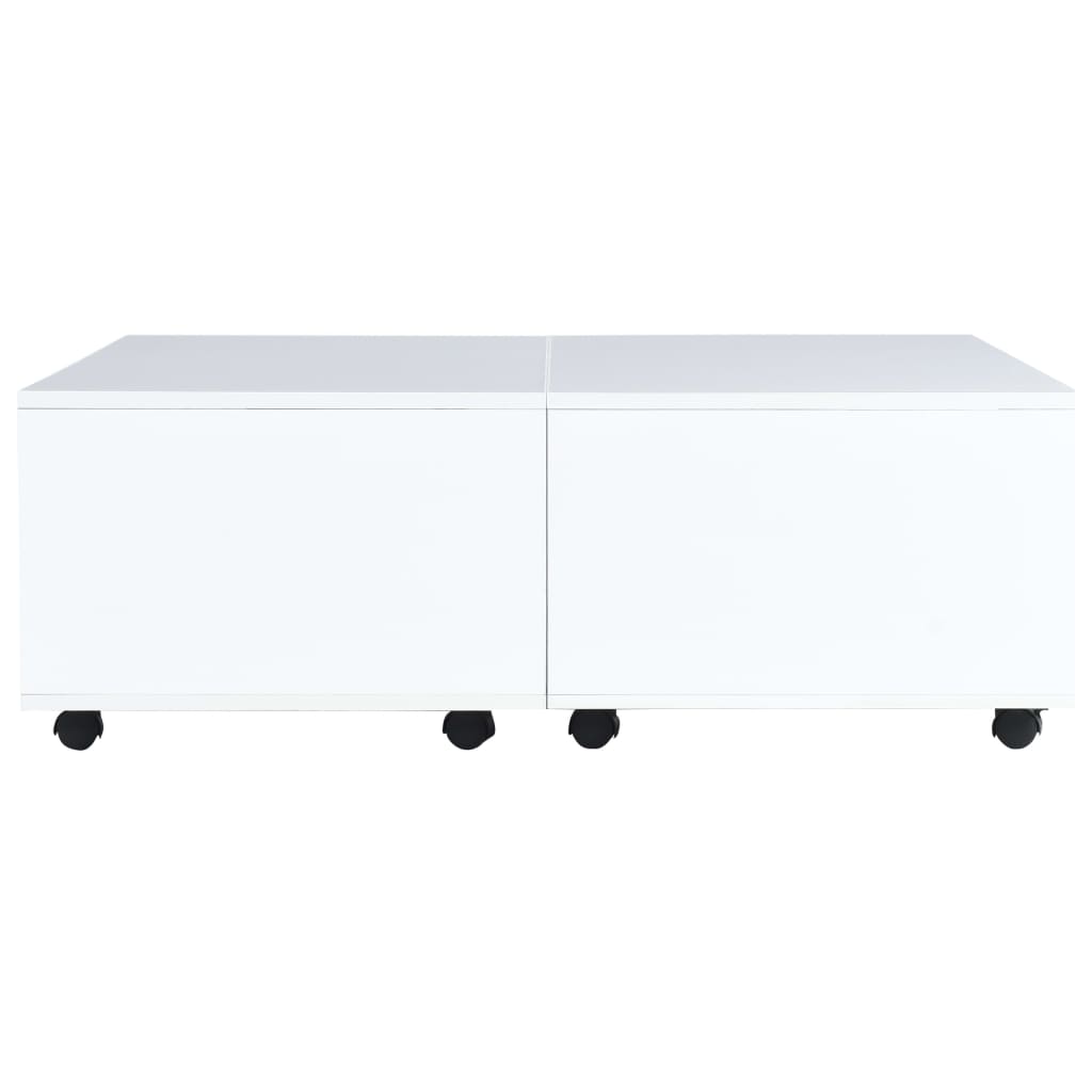 Tavolino da Salotto Bianco Lucido 100x100x35 cm