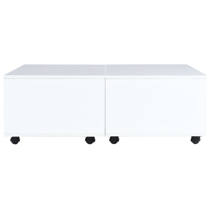 Tavolino da Salotto Bianco Lucido 100x100x35 cm