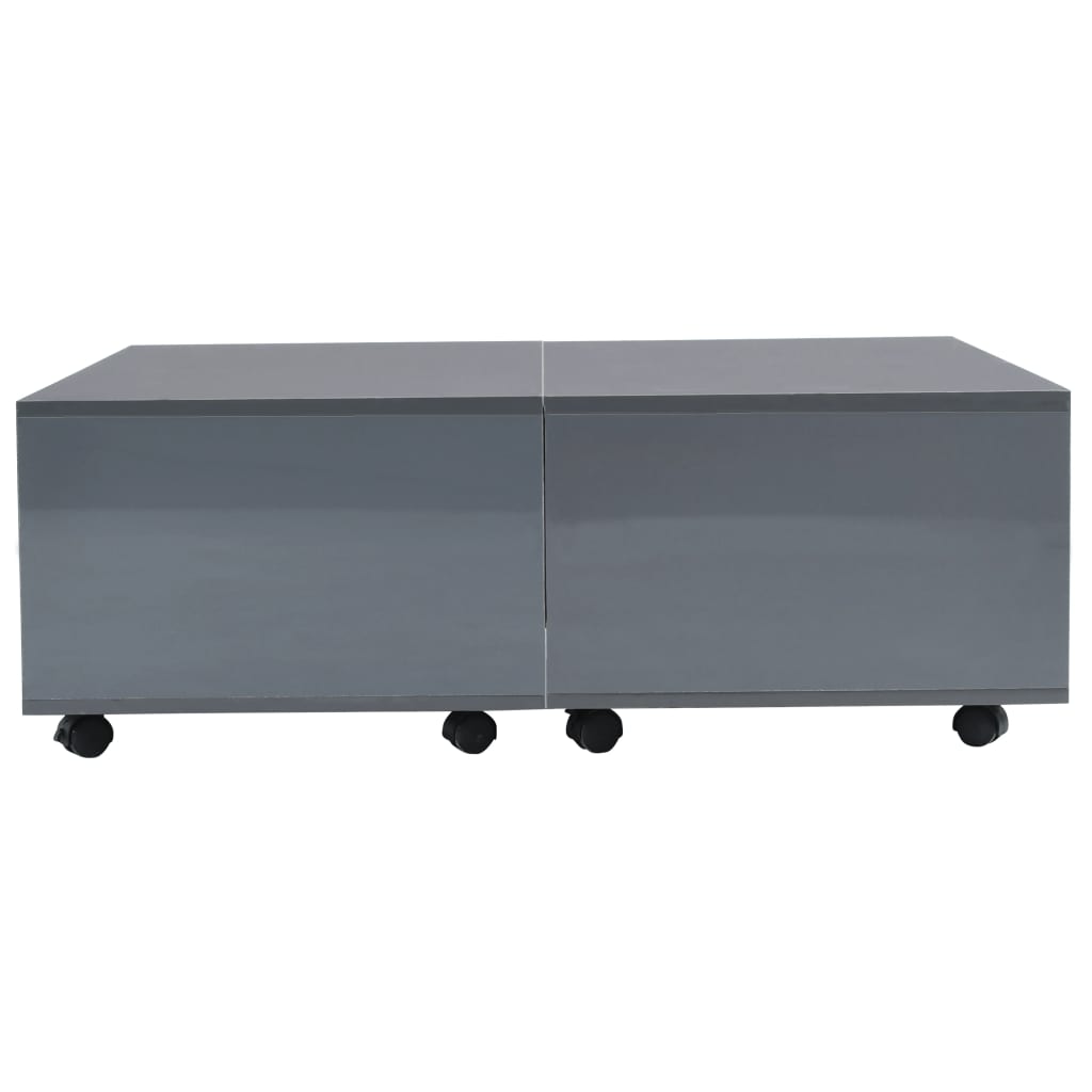 Tavolino da Salotto Grigio Lucido 100x100x35 cm