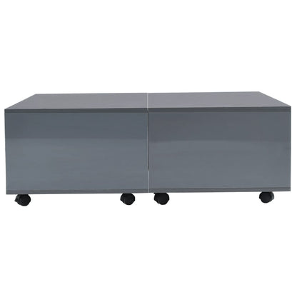 Tavolino da Salotto Grigio Lucido 100x100x35 cm