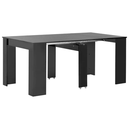 Tavolo da Pranzo Estensibile Nero Lucido 175x90x75 cm