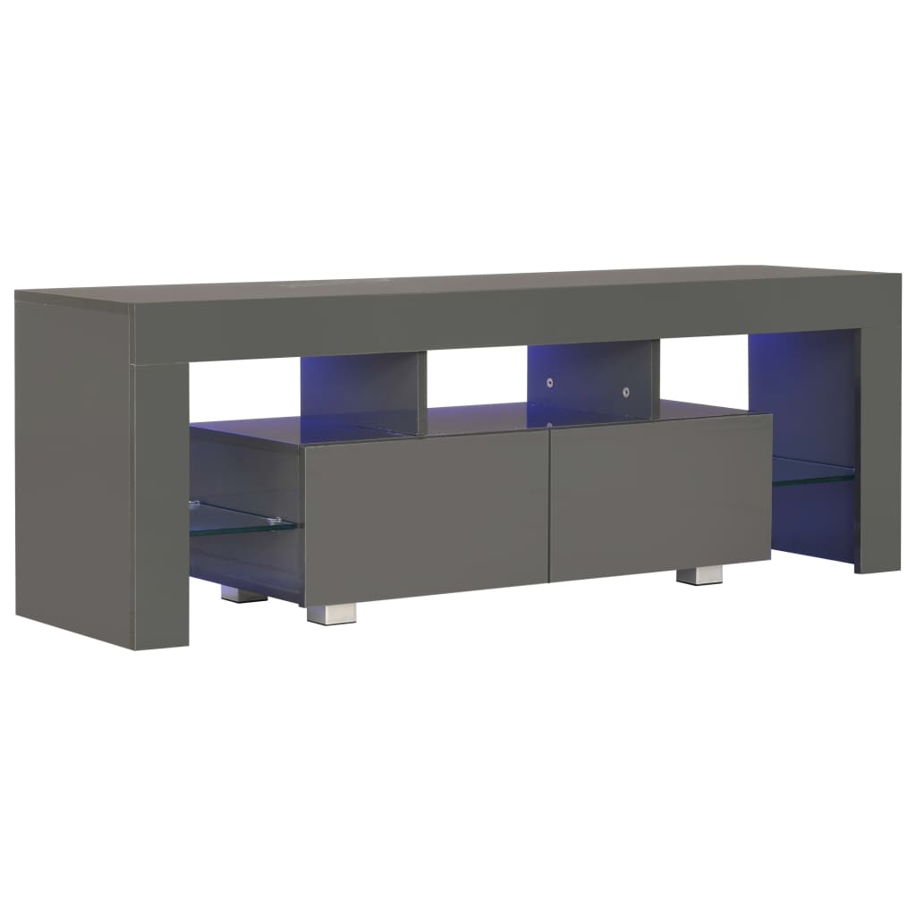 Mobile Porta TV con Luci LED Grigio Lucido 130x35x45 cm