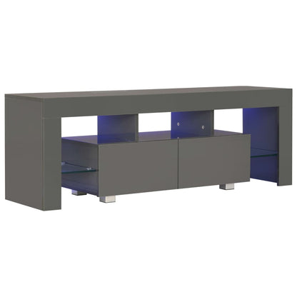 Mobile Porta TV con Luci LED Grigio Lucido 130x35x45 cm