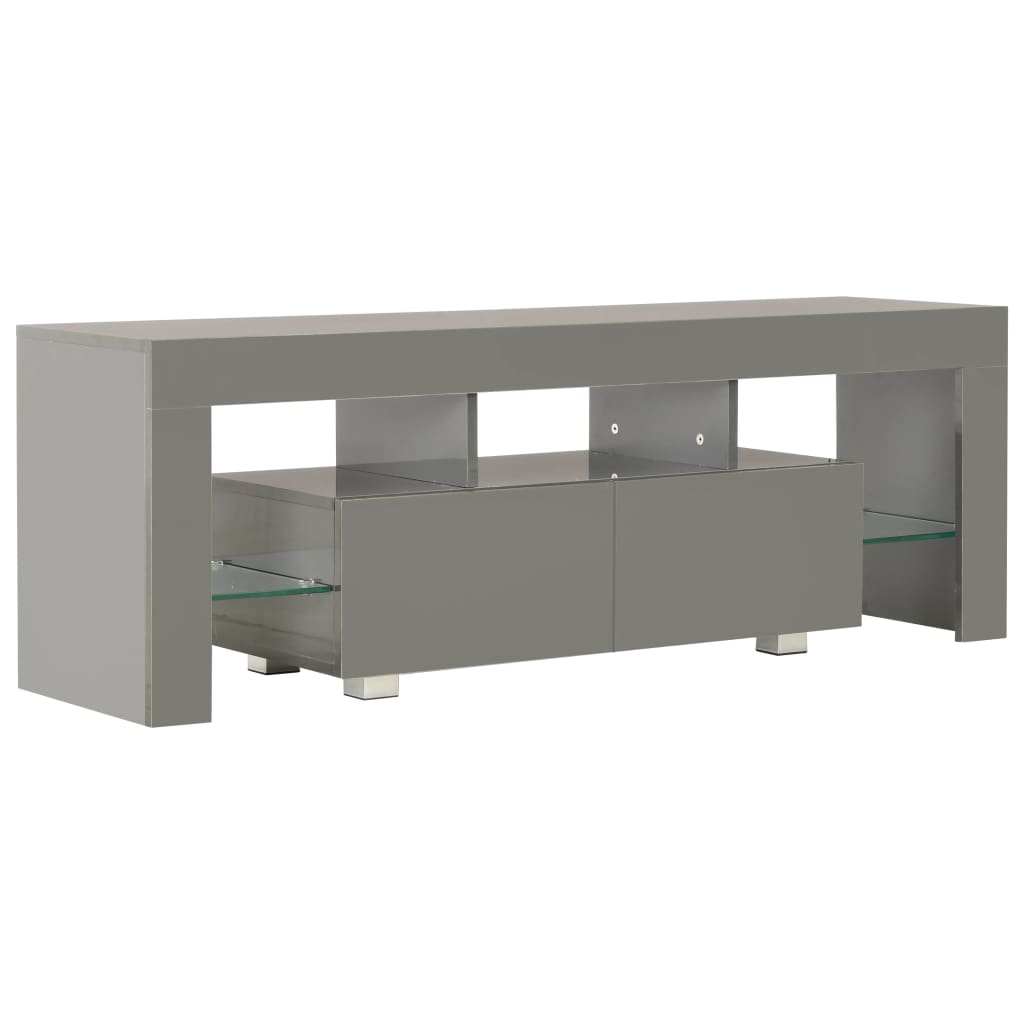 Mobile Porta TV con Luci LED Grigio Lucido 130x35x45 cm