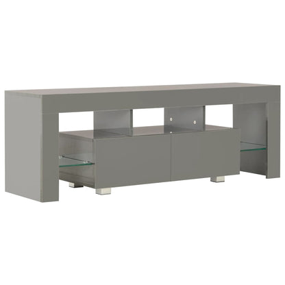 Mobile Porta TV con Luci LED Grigio Lucido 130x35x45 cm