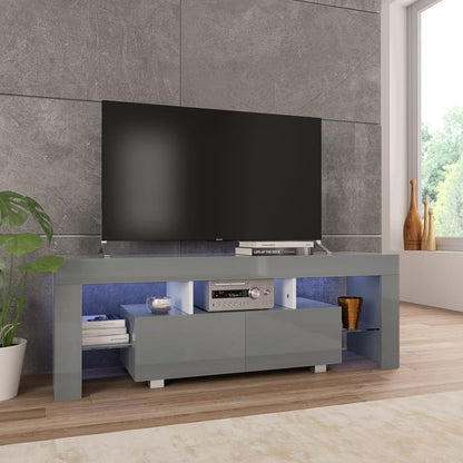 Mobile Porta TV con Luci LED Grigio Lucido 130x35x45 cm