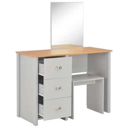 Tavolo da Trucco con Specchio e Sgabello Grigio 104x45x131 cm