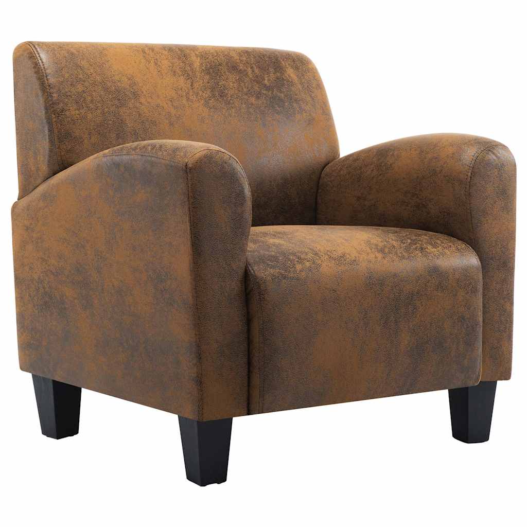 Poltrona Divano Marrone 70x69x72 cm Similpelle Scamosciata
