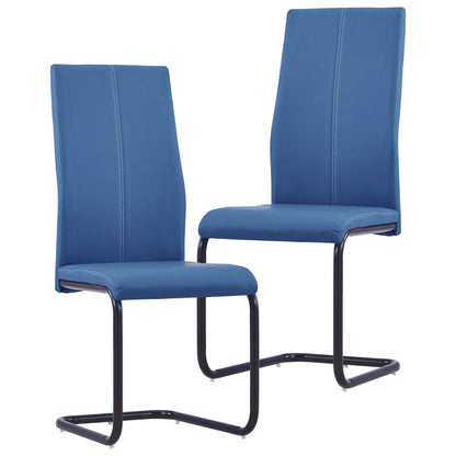 Sedie da Pranzo a Sbalzo 2 pz Blu in Similpelle