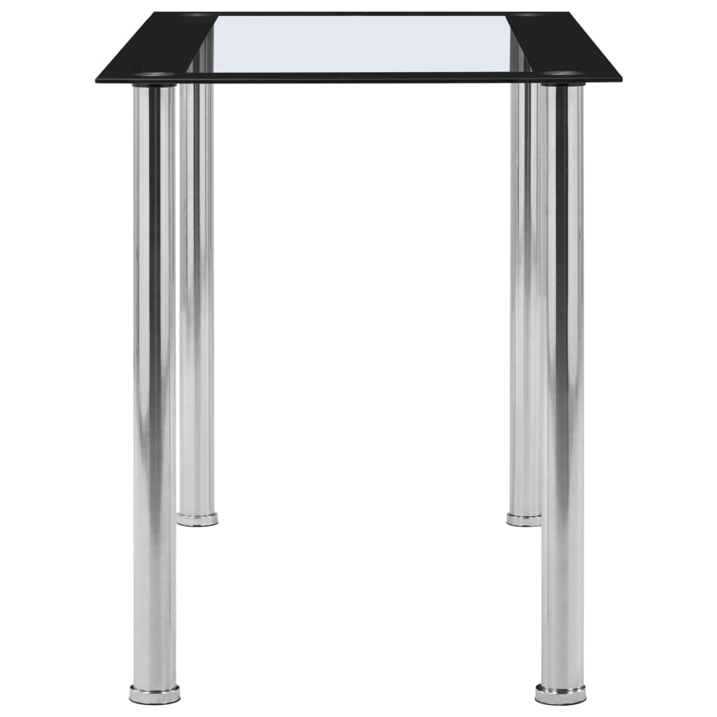 Tavolo da Pranzo Nero e Trasparente 120x60x75cm Vetro Temperato