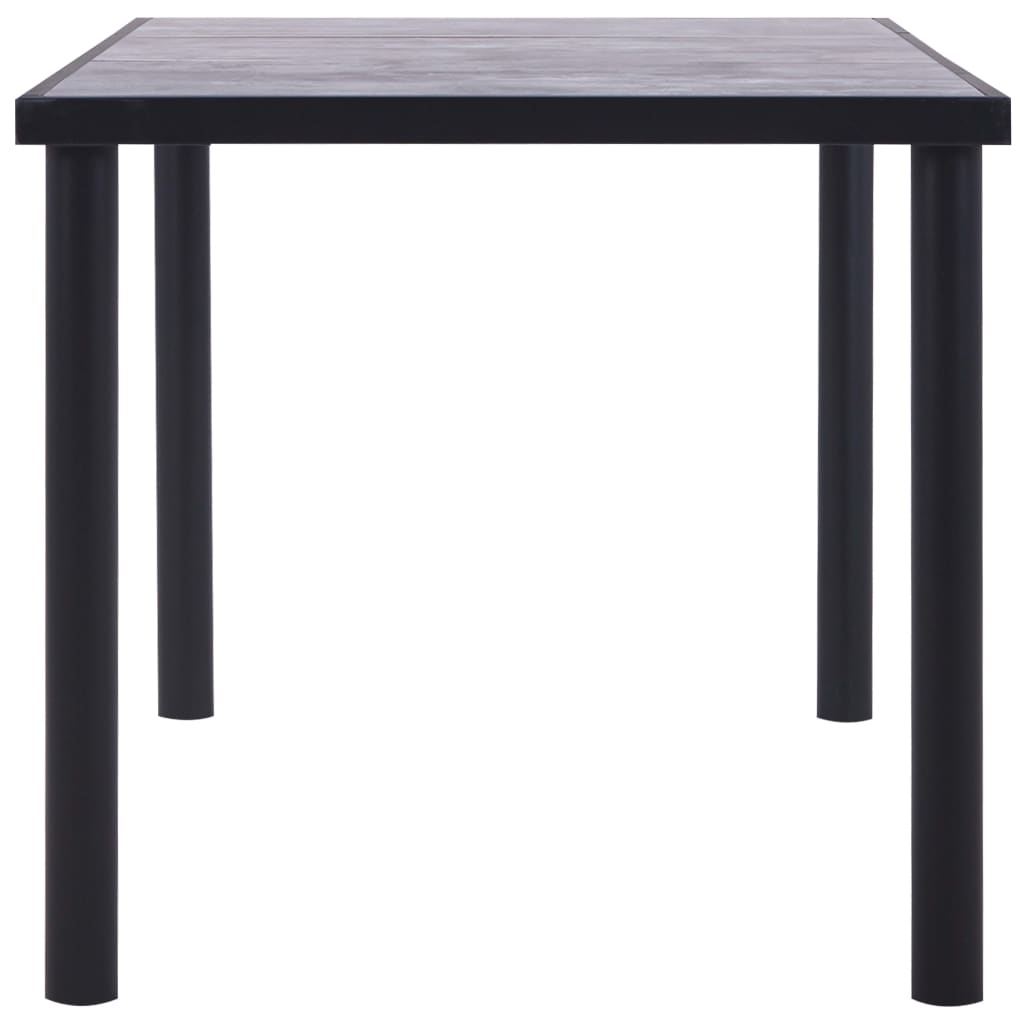 Tavolo da Pranzo Nero e Grigio Cemento 160x80x75 cm in MDF