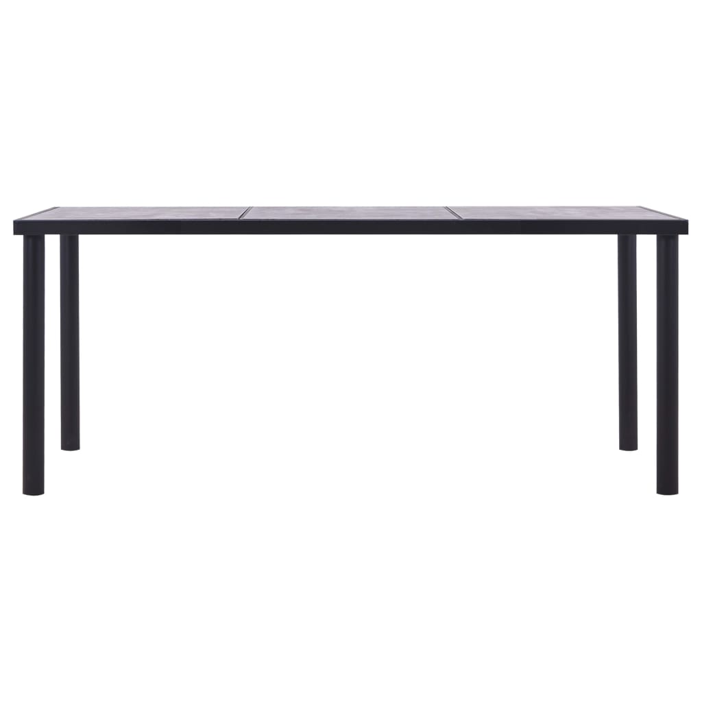 Tavolo da Pranzo Nero e Grigio Cemento 180x90x75 cm in MDF