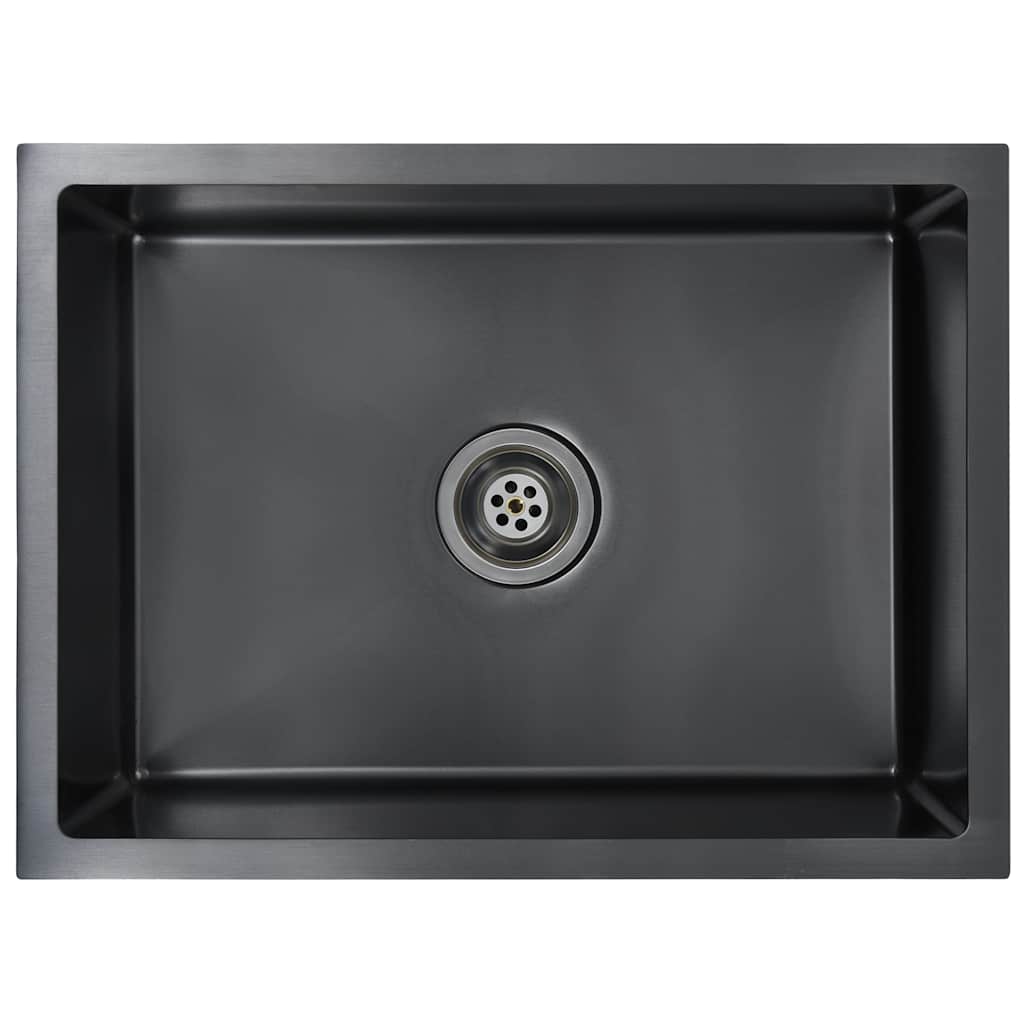 Lavello da Cucina Lavorato a Mano Nero in Acciaio Inox