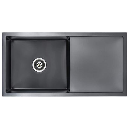 Lavello da Cucina Lavorato a Mano Nero in Acciaio Inox