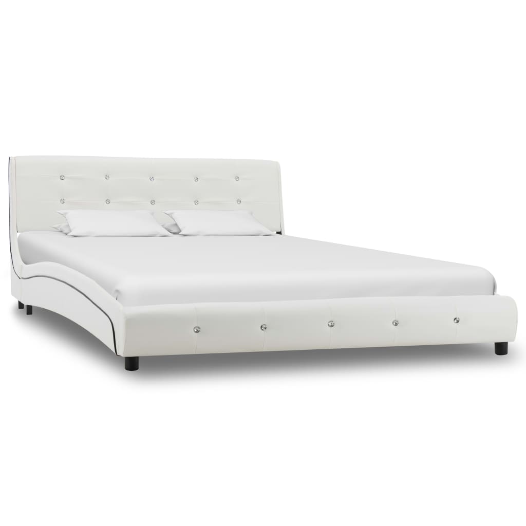 Giroletto con LED senza Materasso Bianco Similpelle 140x200 cm