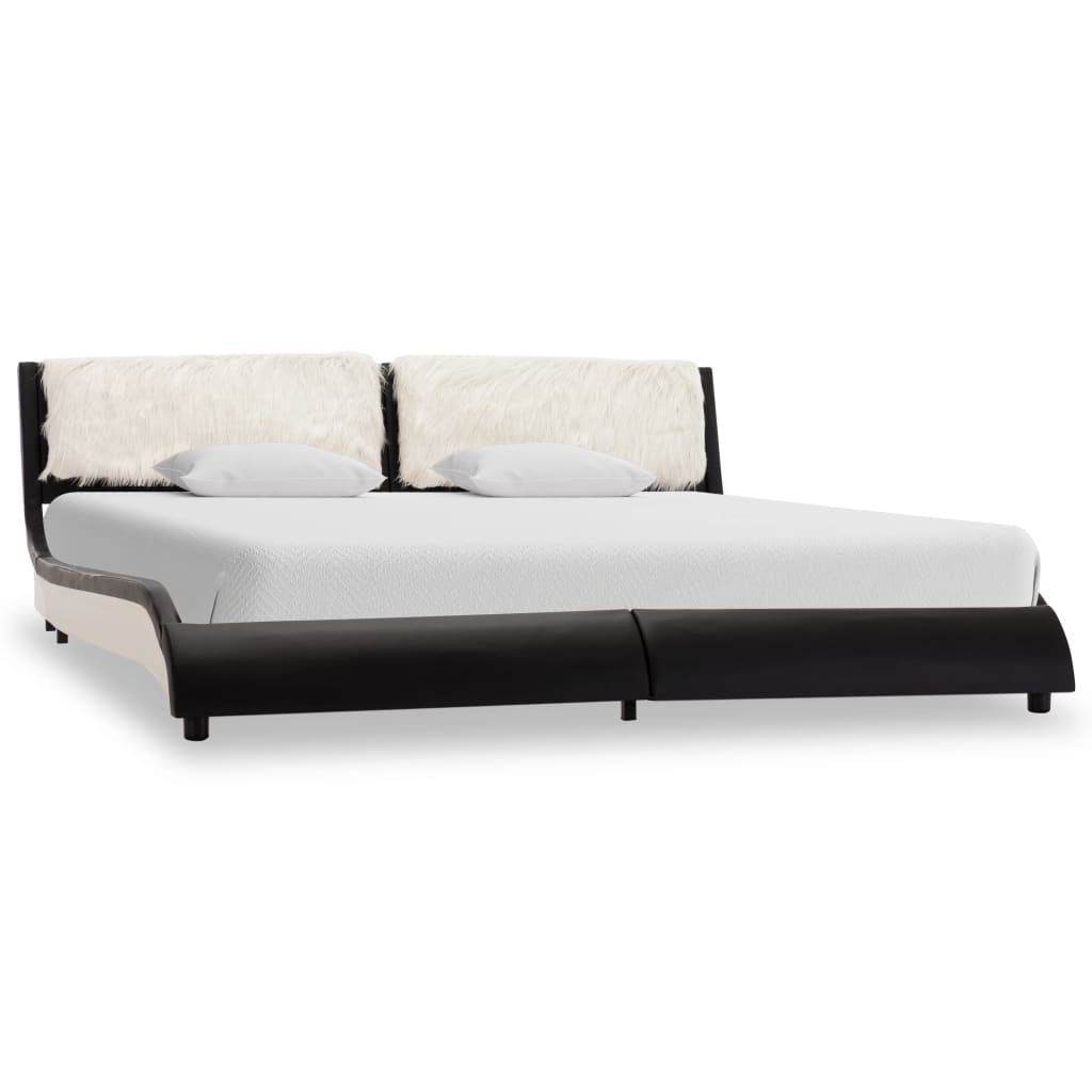 Giroletto senza Materasso Nero e Bianco Similpelle 180x200 cm