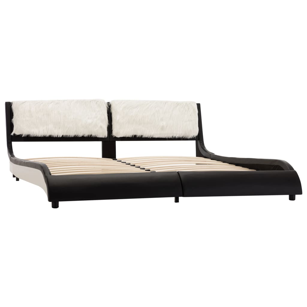 Giroletto senza Materasso Nero e Bianco Similpelle 180x200 cm