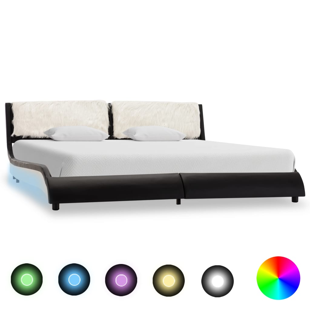 Giroletto con LED senza Materasso Nero e Bianco 180x200 cm
