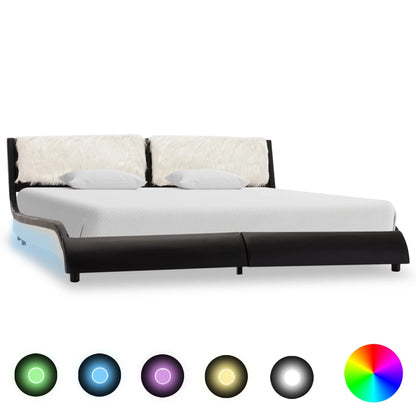 Giroletto con LED senza Materasso Nero e Bianco 180x200 cm