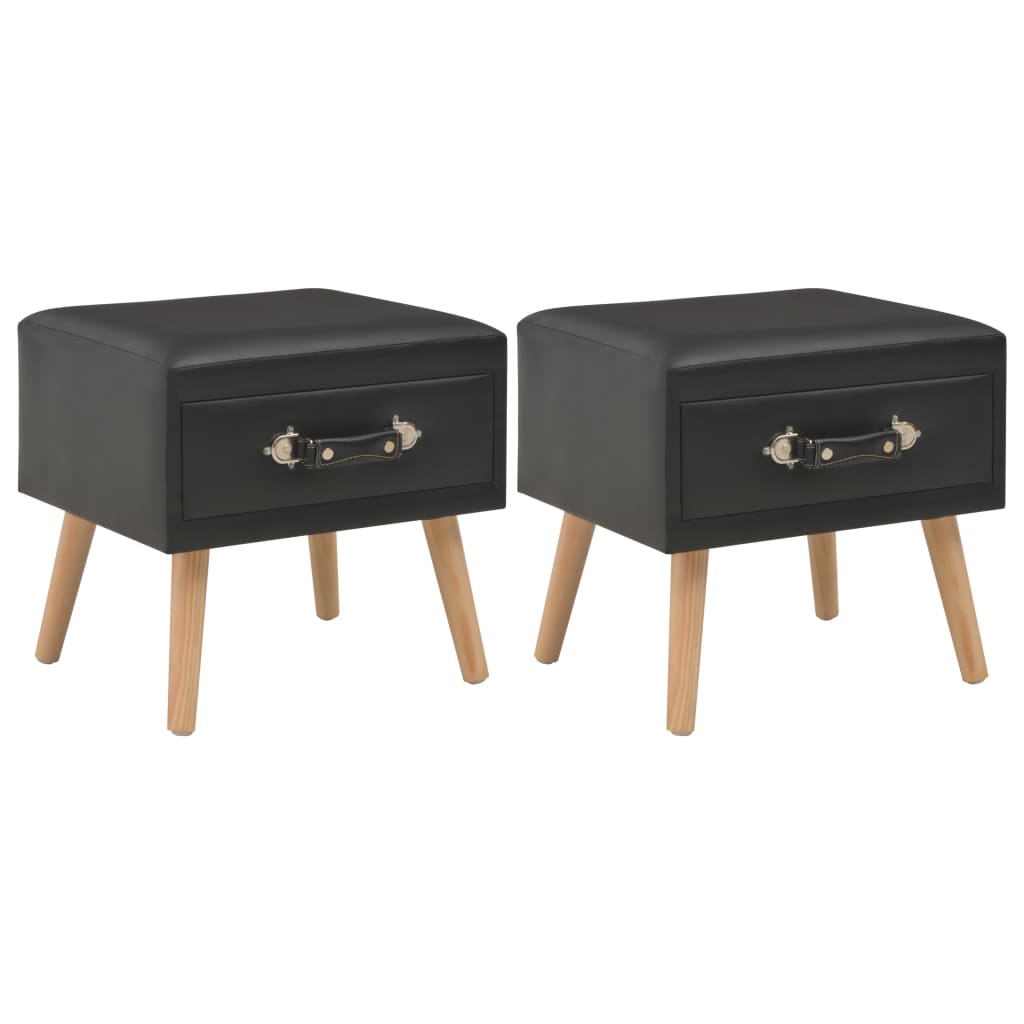 Comodini Neri 2 pz 40x35x40 cm in Similpelle