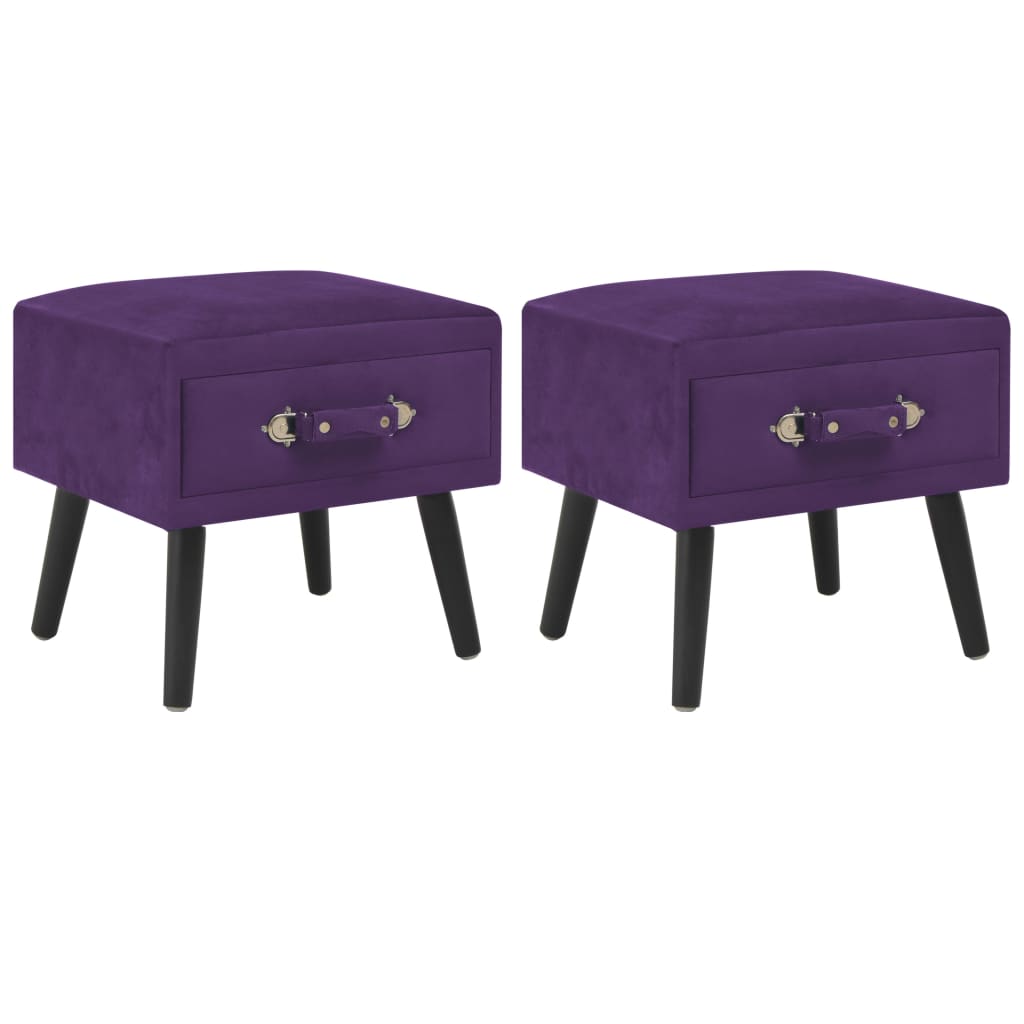 Comodini Viola Scuro 2 pz 40x35x40 cm in Velluto