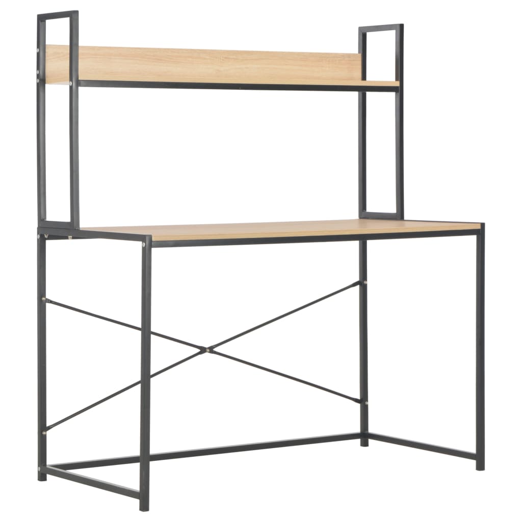 Scrivania per Computer Nera e Rovere 120x60x138 cm