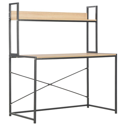 Scrivania per Computer Nera e Rovere 120x60x138 cm