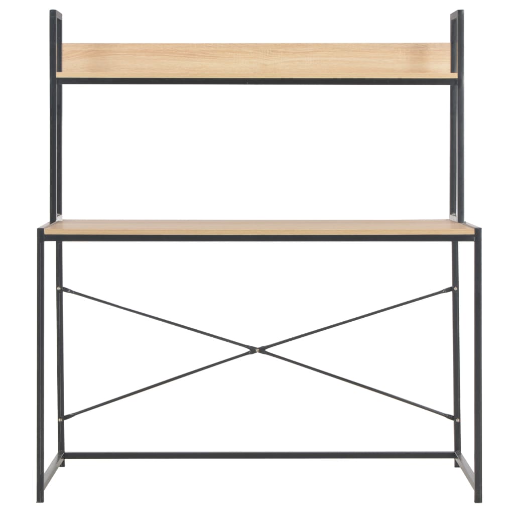 Scrivania per Computer Nera e Rovere 120x60x138 cm