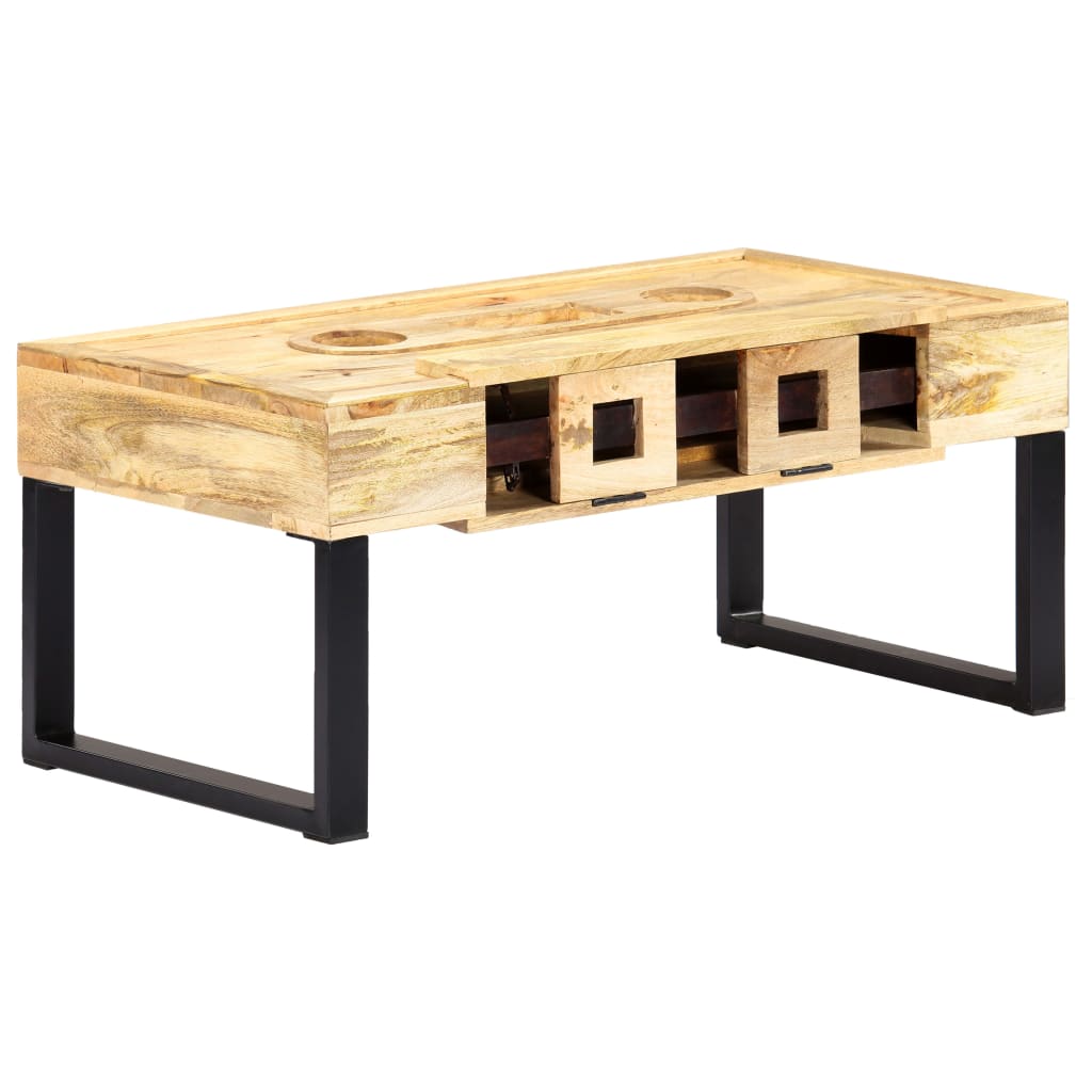 Tavolino Forma a Musicassetta 100x52x45cm Legno Massello Mango