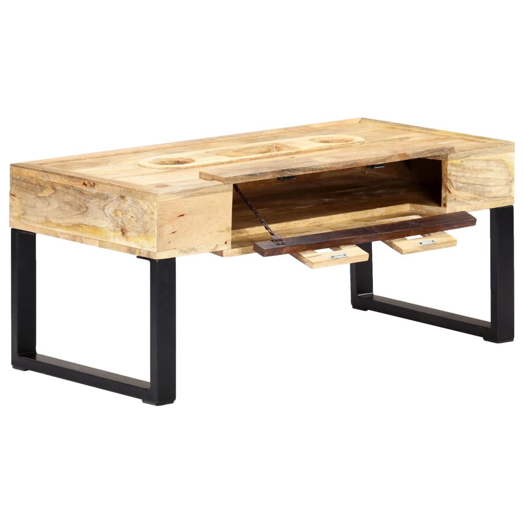 Tavolino Forma a Musicassetta 100x52x45cm Legno Massello Mango