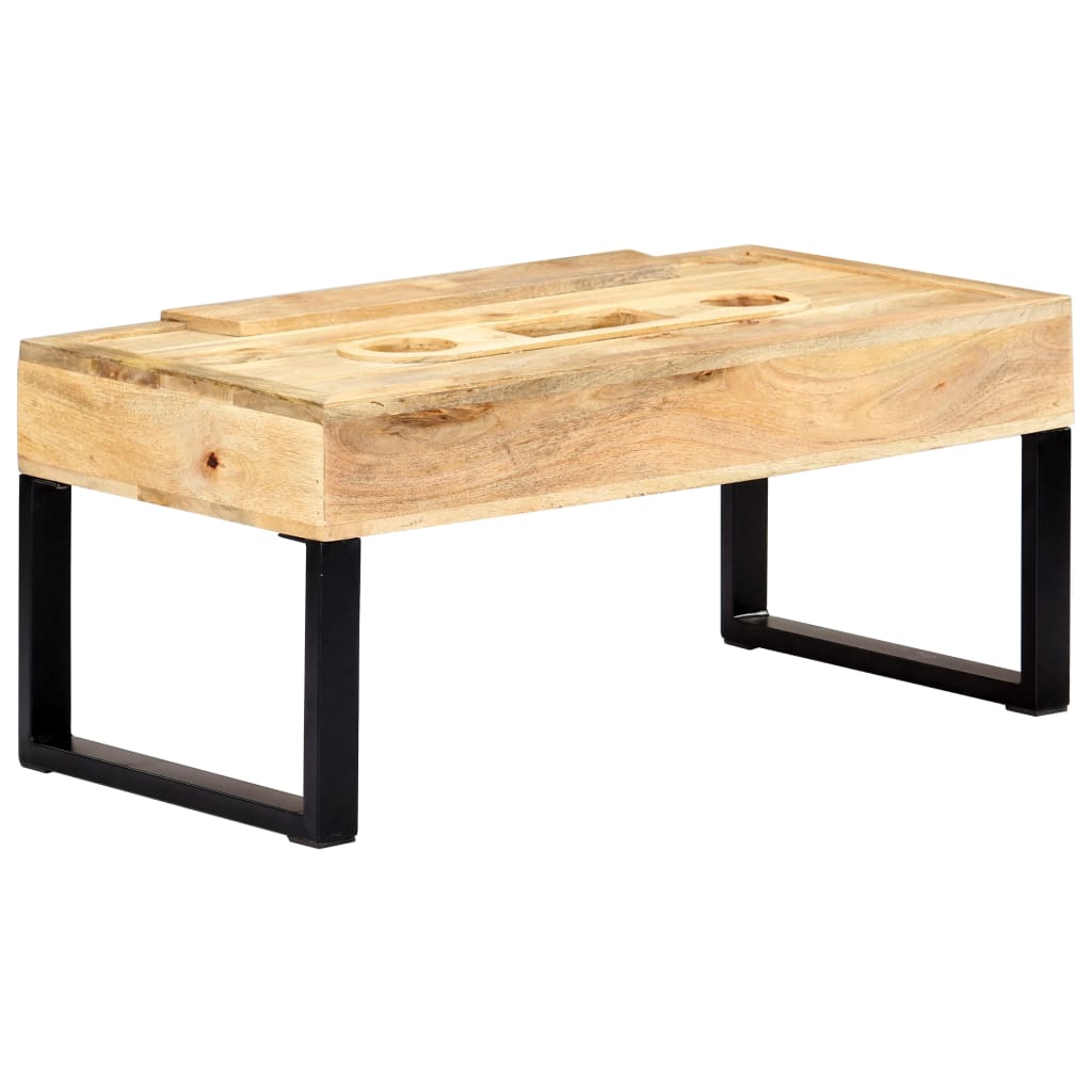 Tavolino Forma a Musicassetta 100x52x45cm Legno Massello Mango